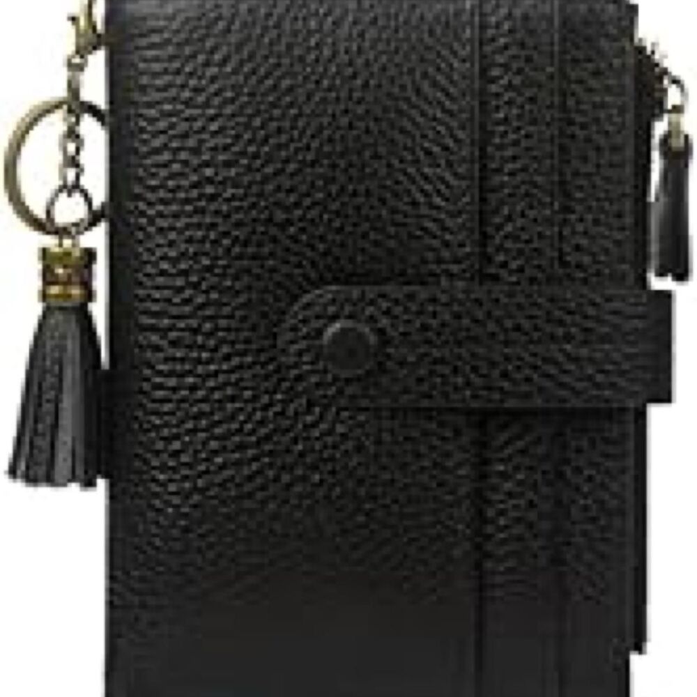 Black Leather Wallet w Pebbled Texture